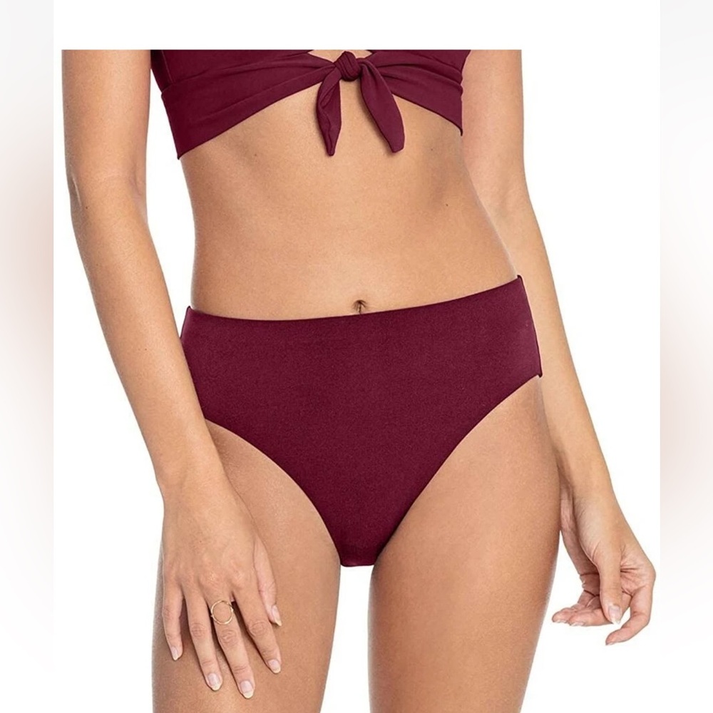 Robin Piccone Ava High Rise Bikini Bottom, Eggplant, Women's Small